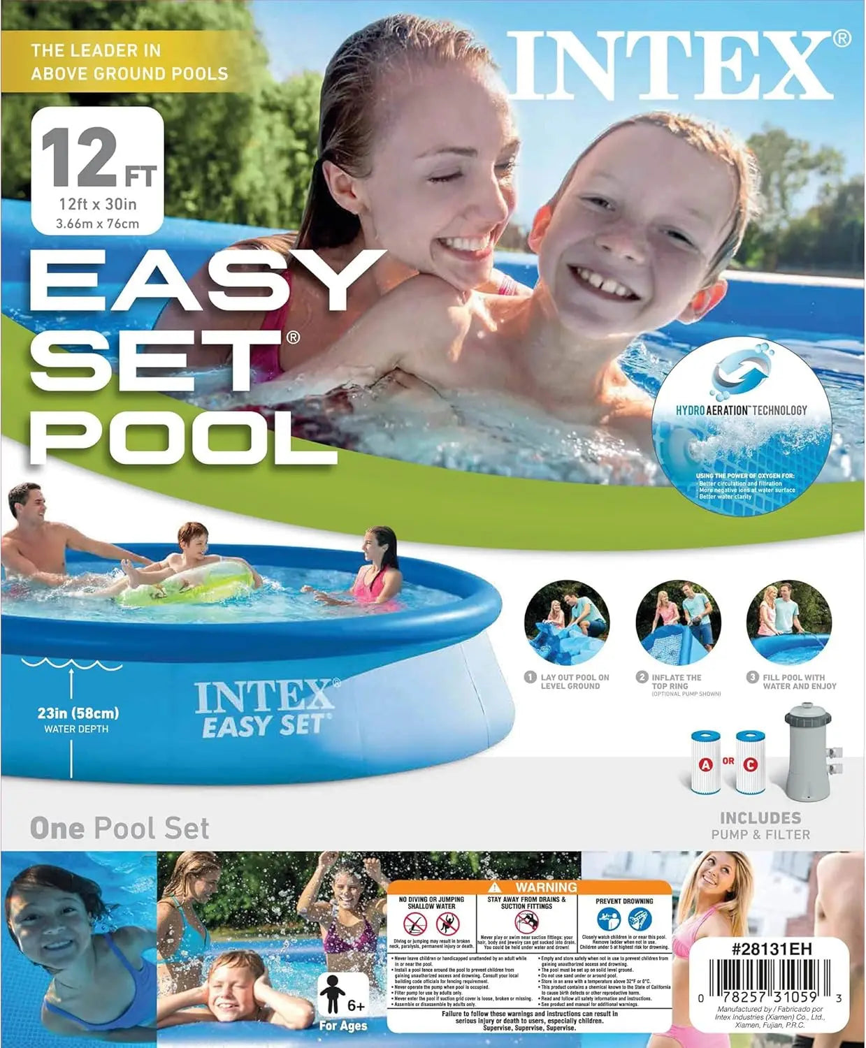 Inflatable Above Ground Pool With Filter Pump And Cartridges