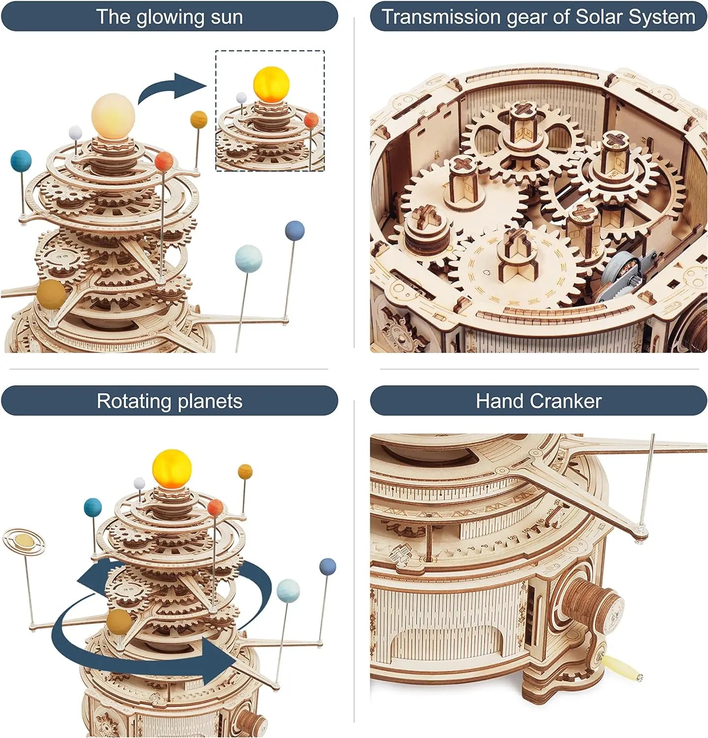 Robotime Rotatable Orrery DIY Wood Model Kit For All Ages