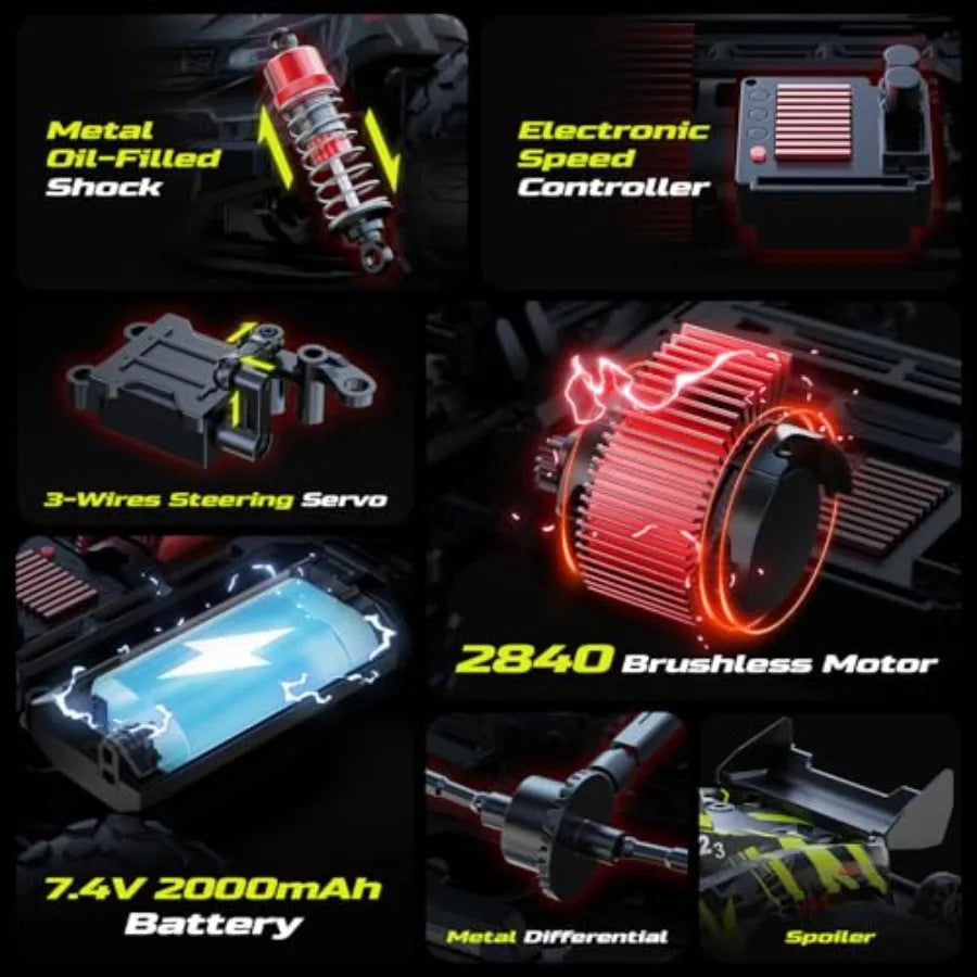 One Fourteenth Scale Brushless RC Truck All Terrain Monster Truggy