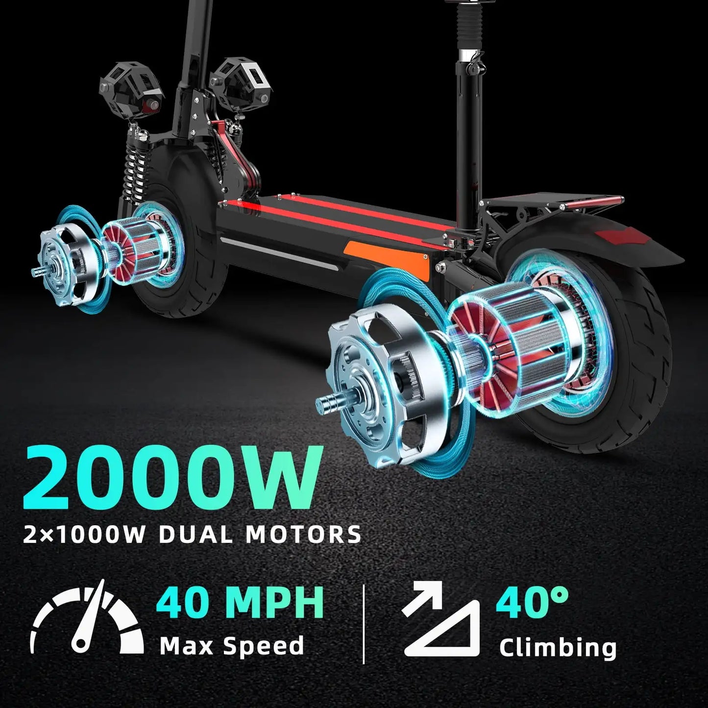 X500 Electric Scooter 2000W Dual Motor 40 MPH Range