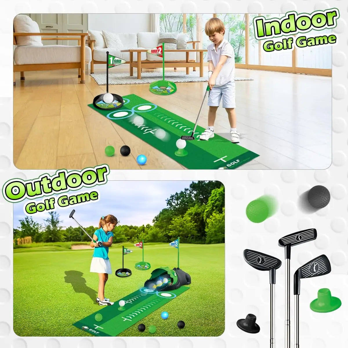 VATOSCN Kids Golf Set Auto Return Night Light Golf Balls