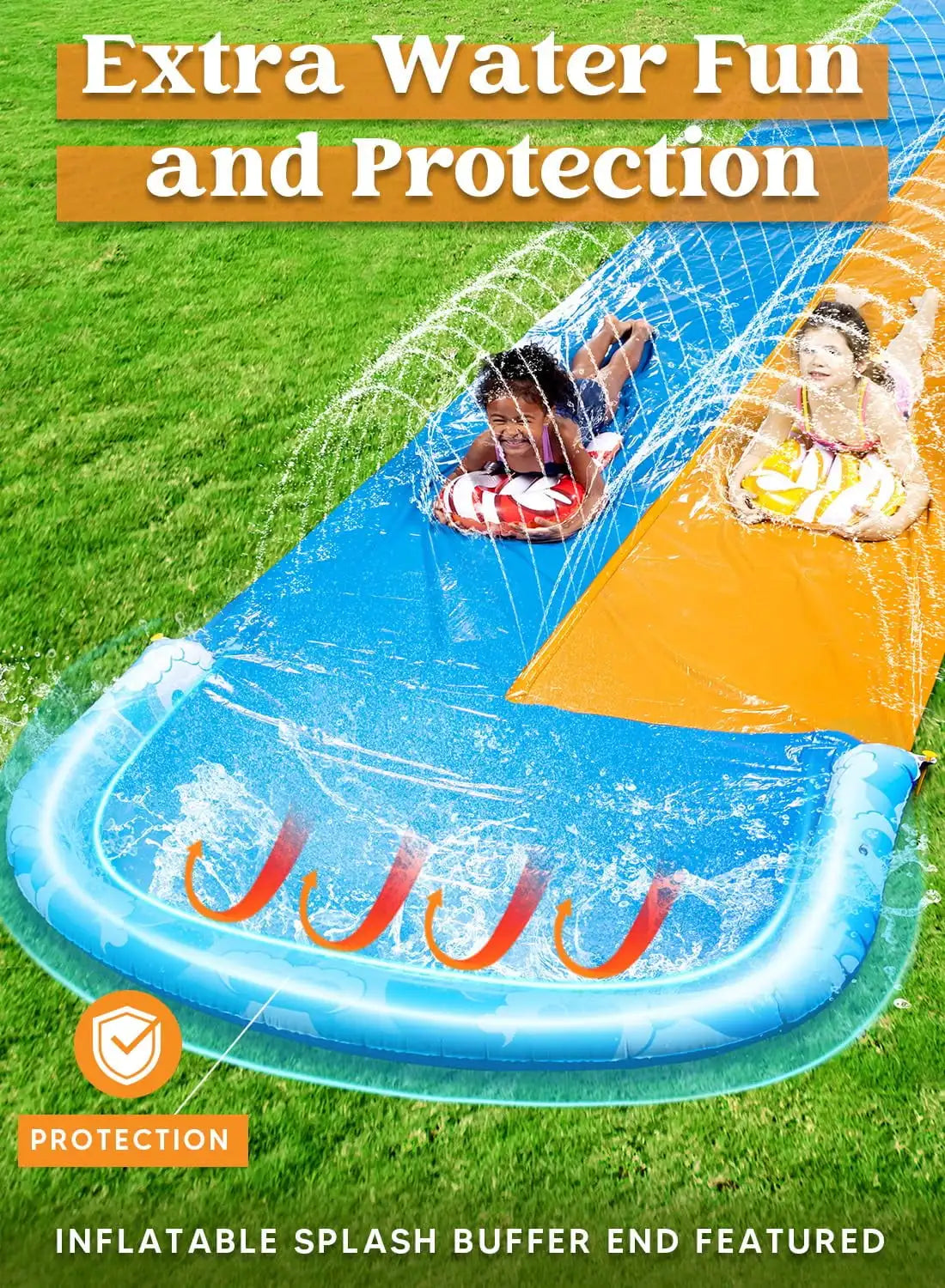 Joyfy Water Slide With Bodyboards And Sprinkler For Kids Outdoors