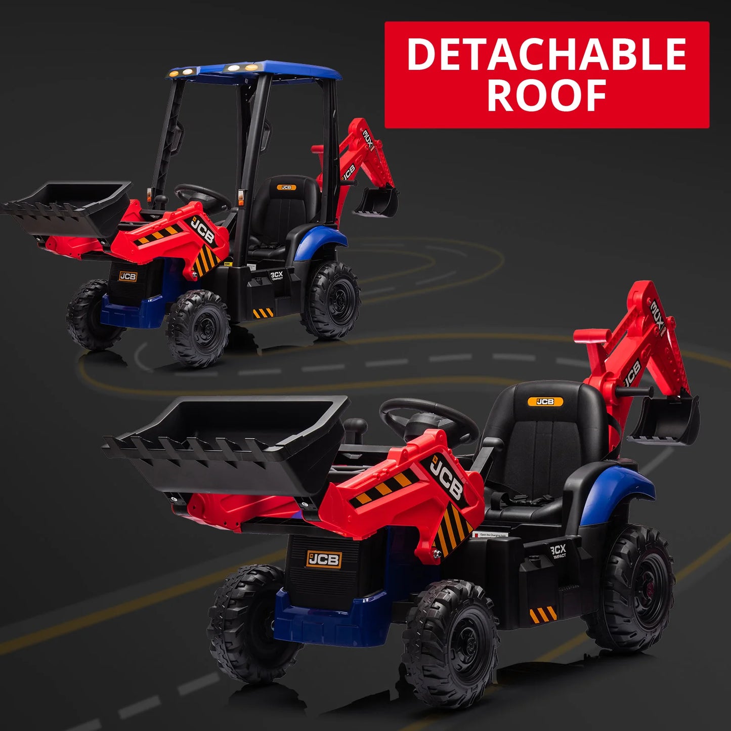 4 In 1 Ride On Excavator Bulldozer 12V Electric Vehicle