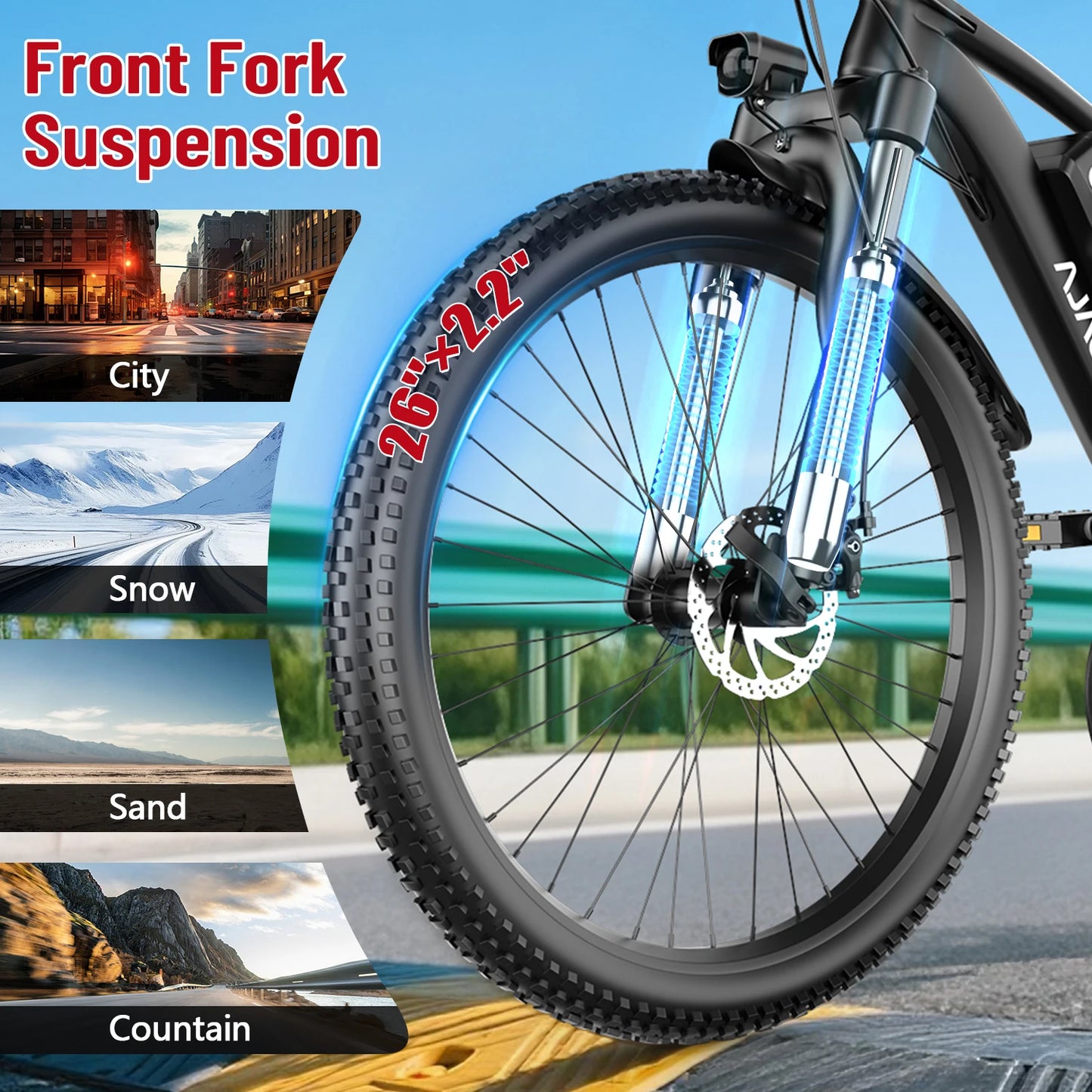X-koala Electric Mountain Bike 1000W Peak Motor 25MPH 40 Mile Range