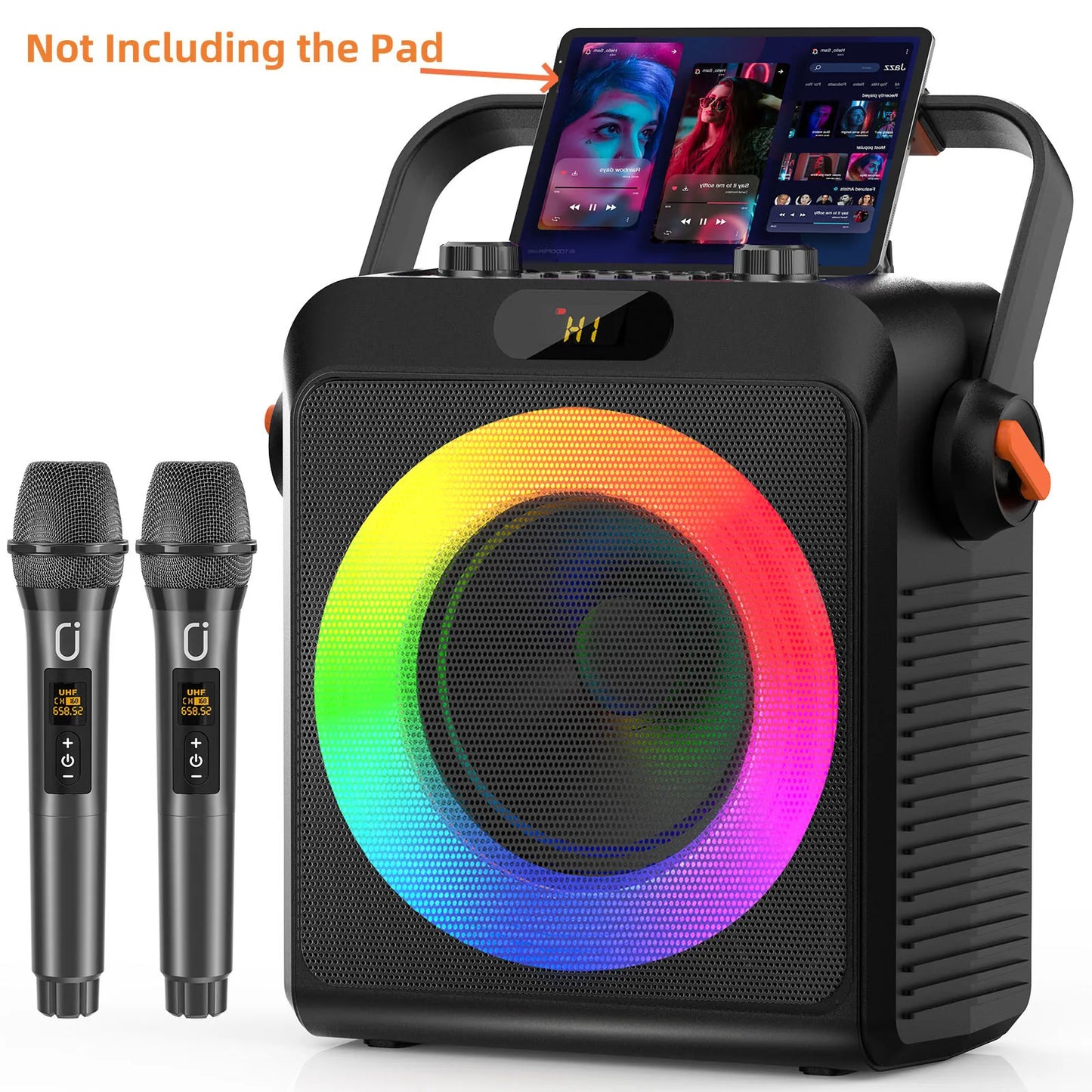 FanFun 2 Wireless Microphones Karaoke Machine With Bass Treble Adjustment