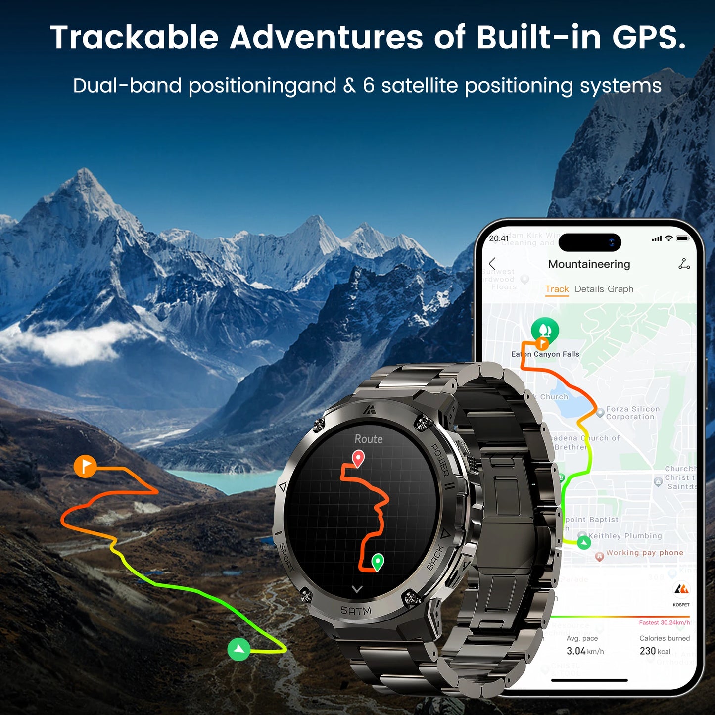 Ticwris T3E GPS Smart Watch AMOLED Compass Bluetooth Call 5ATM