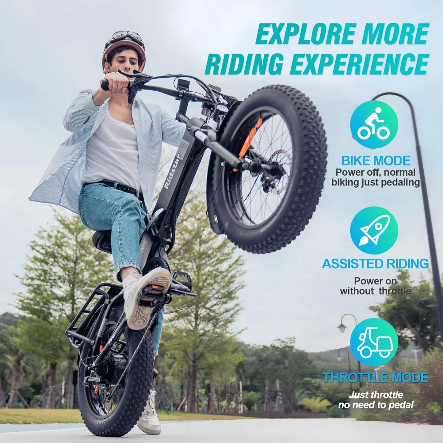 Ridstar Folding Electric Bike for Adults 1500W 30 MPH