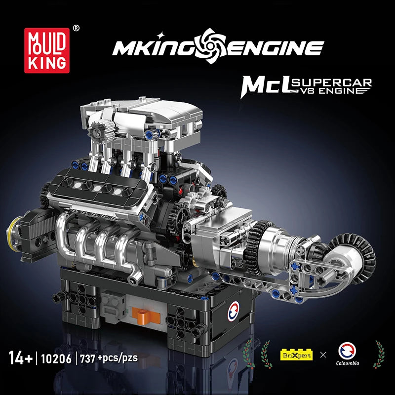 Mould King 10206 The Supercar V8 Engine Building Block Set