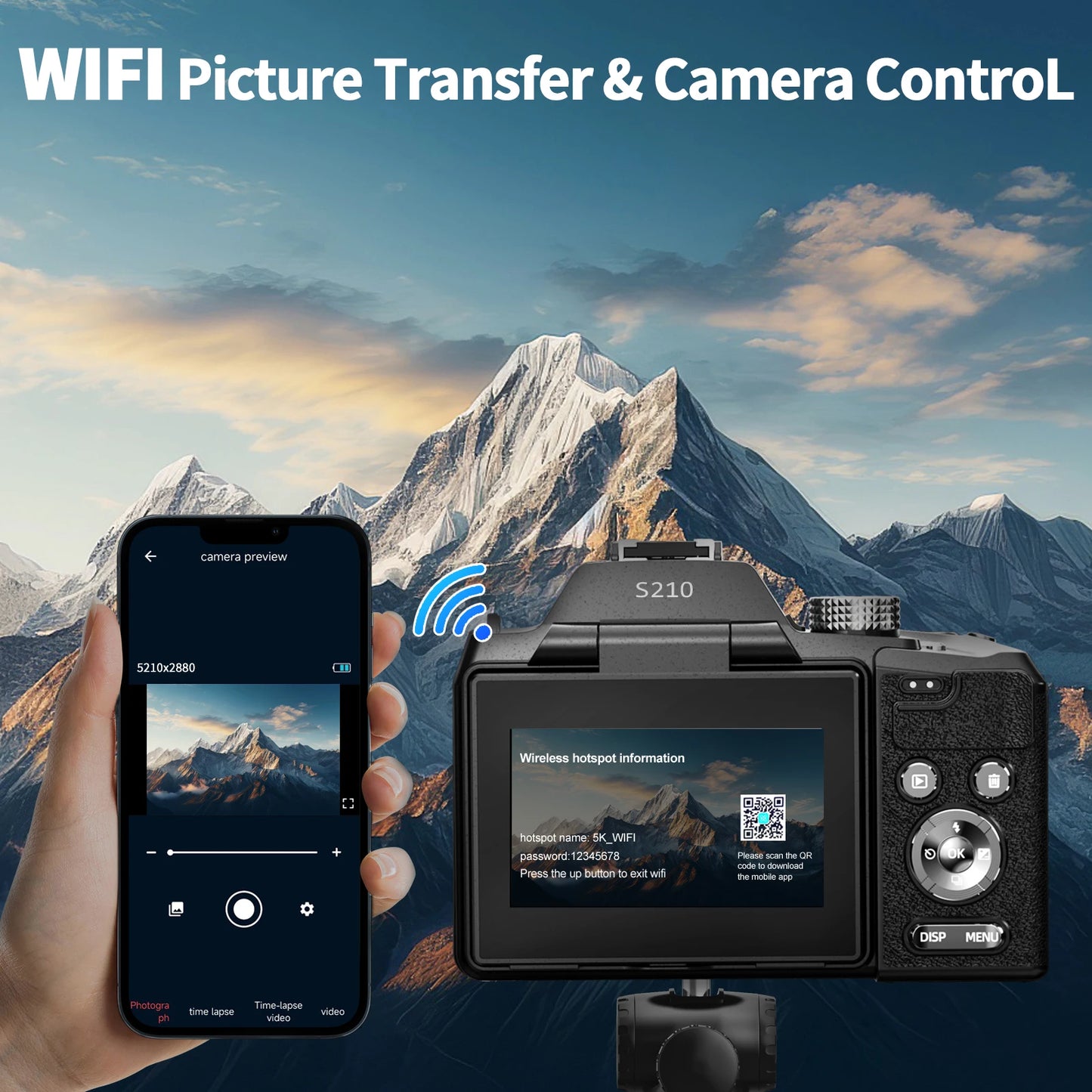 NBD 5K And 64MP Digital Camera With 16X Optical Zoom WiFi App Control