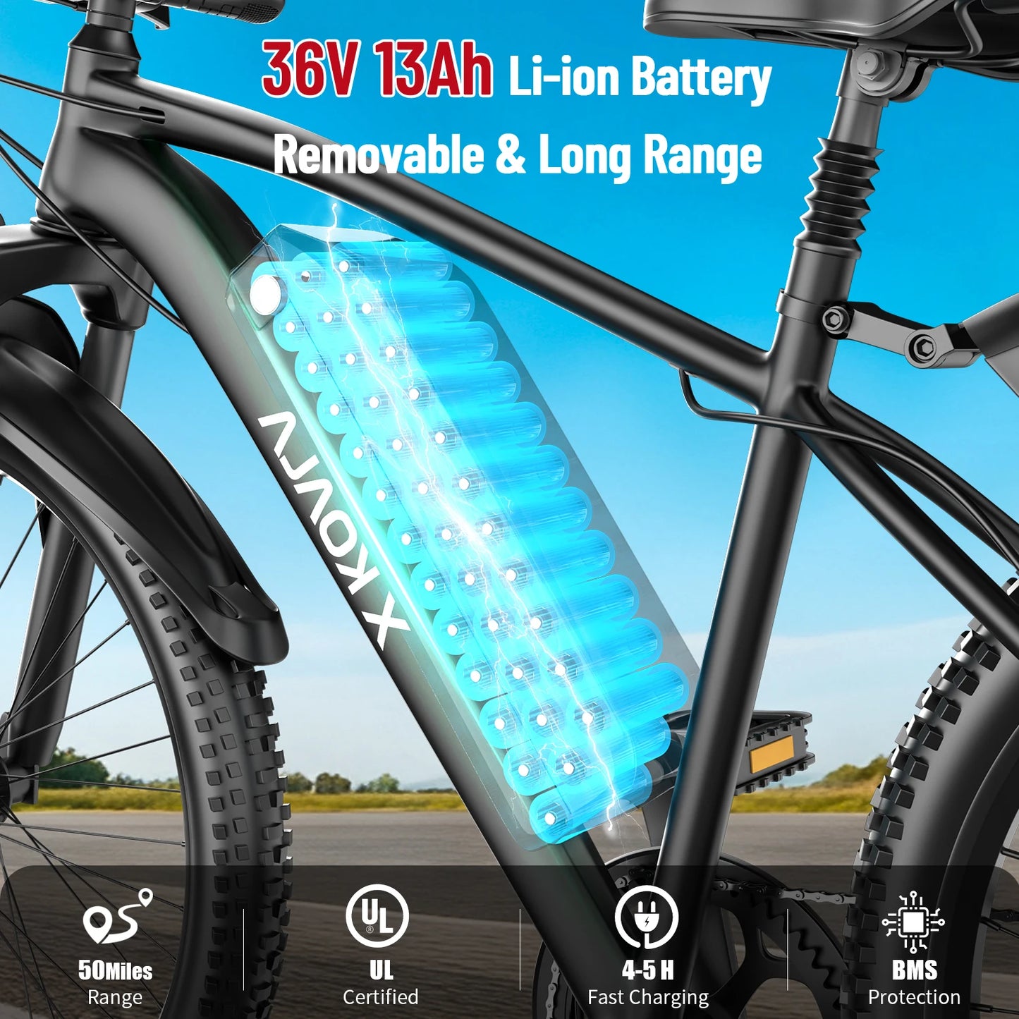 X-koala Electric Bike 1000W Peak Motor 25MPH 40 Mile Range
