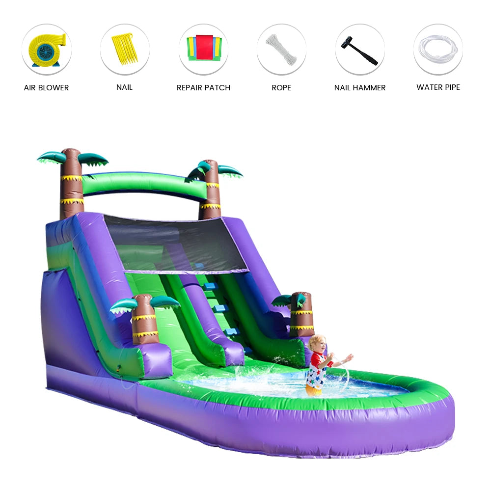 RTS Inflatable Giant PVC Bounce House Tropical Water Slide