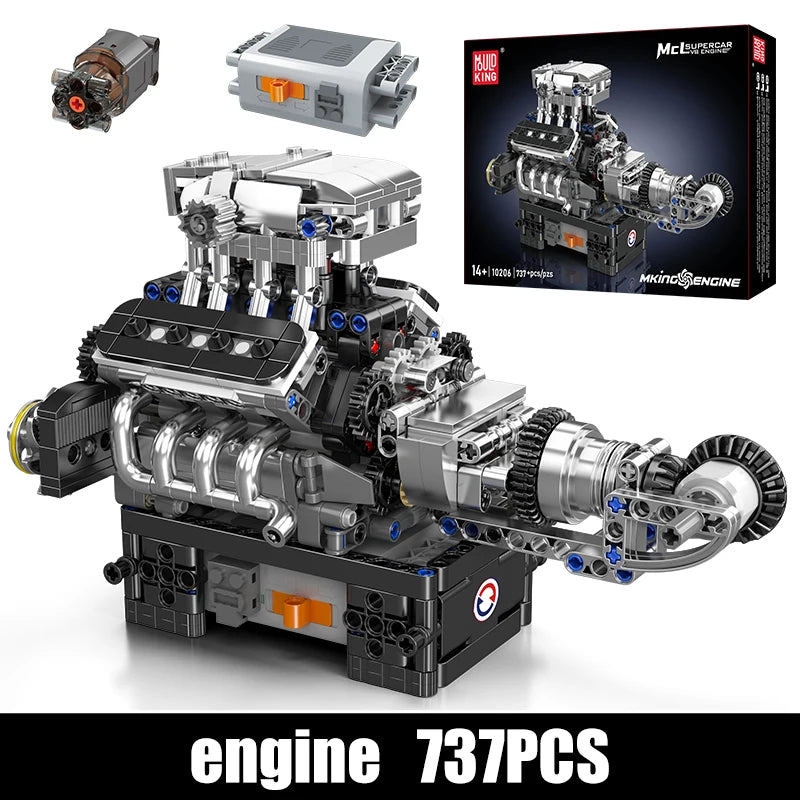 Mould King 10206 The Supercar V8 Engine Building Block Set