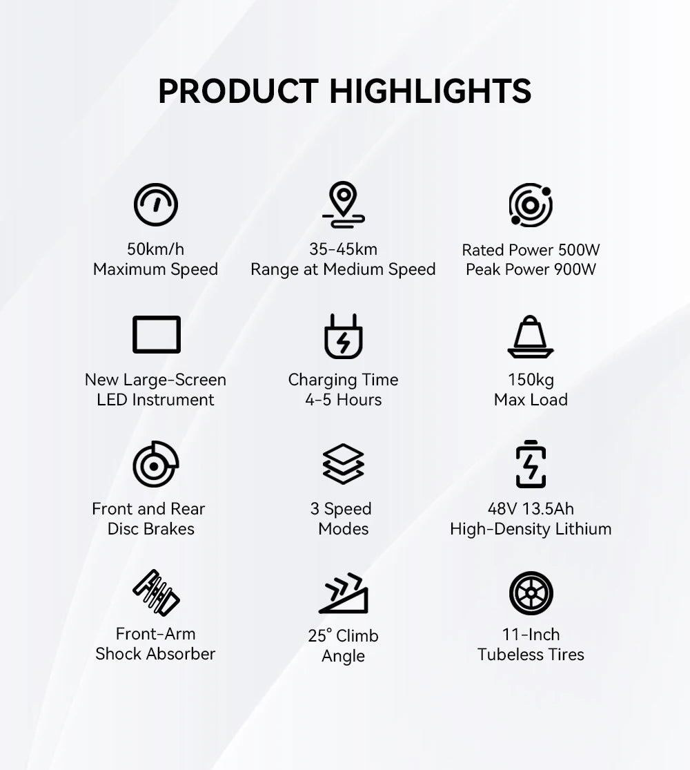 OOTD T10 Foldable Electric Scooter 900W Max Range 45-60km