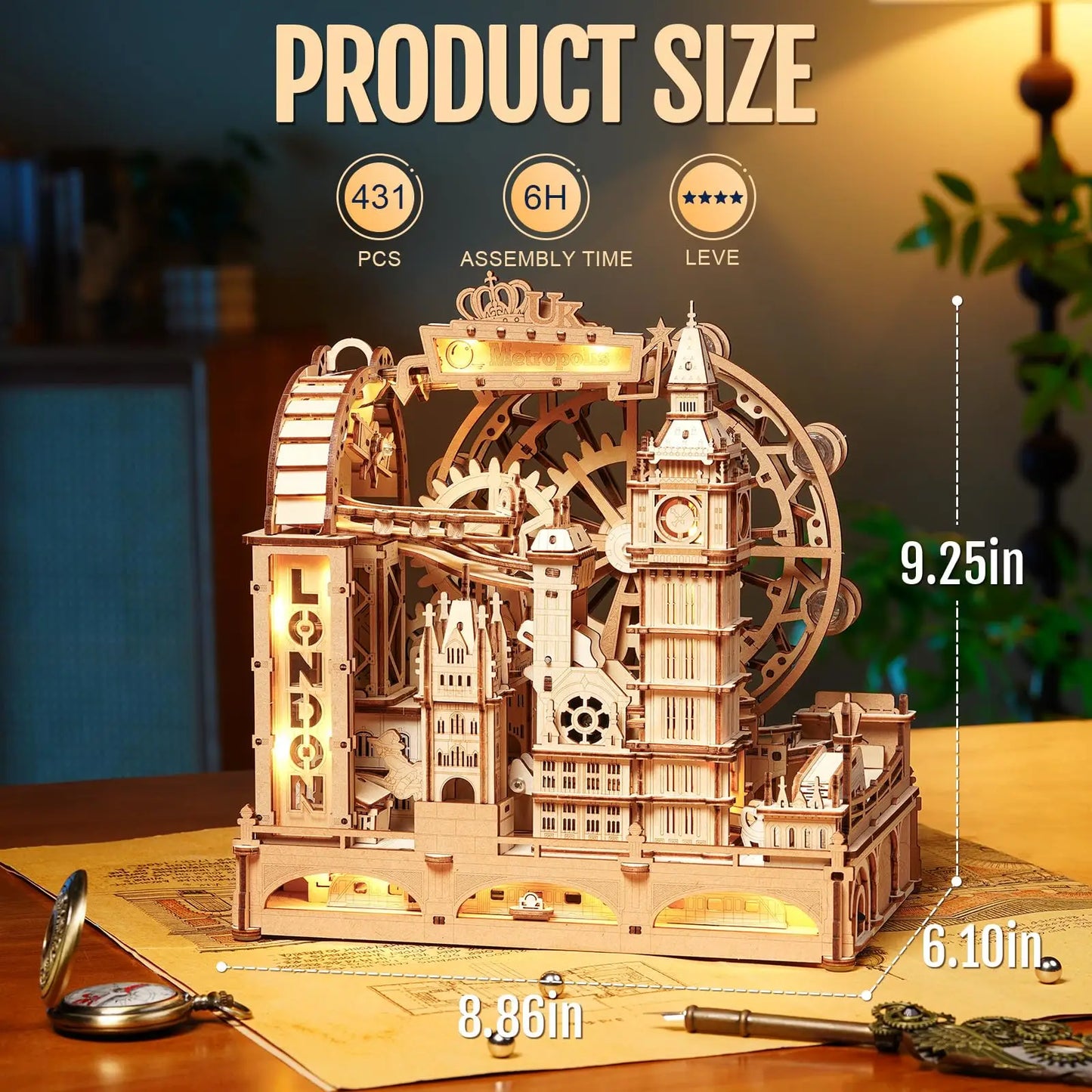 Robotime Rokr Marble Travel London Marble Run 3D Wooden Puzzle