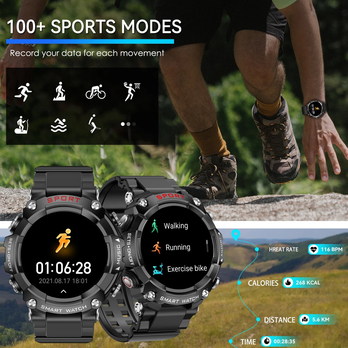 LaNikar Smart Watch With AMOLED Display SpO2 Blood Pressure Monitor