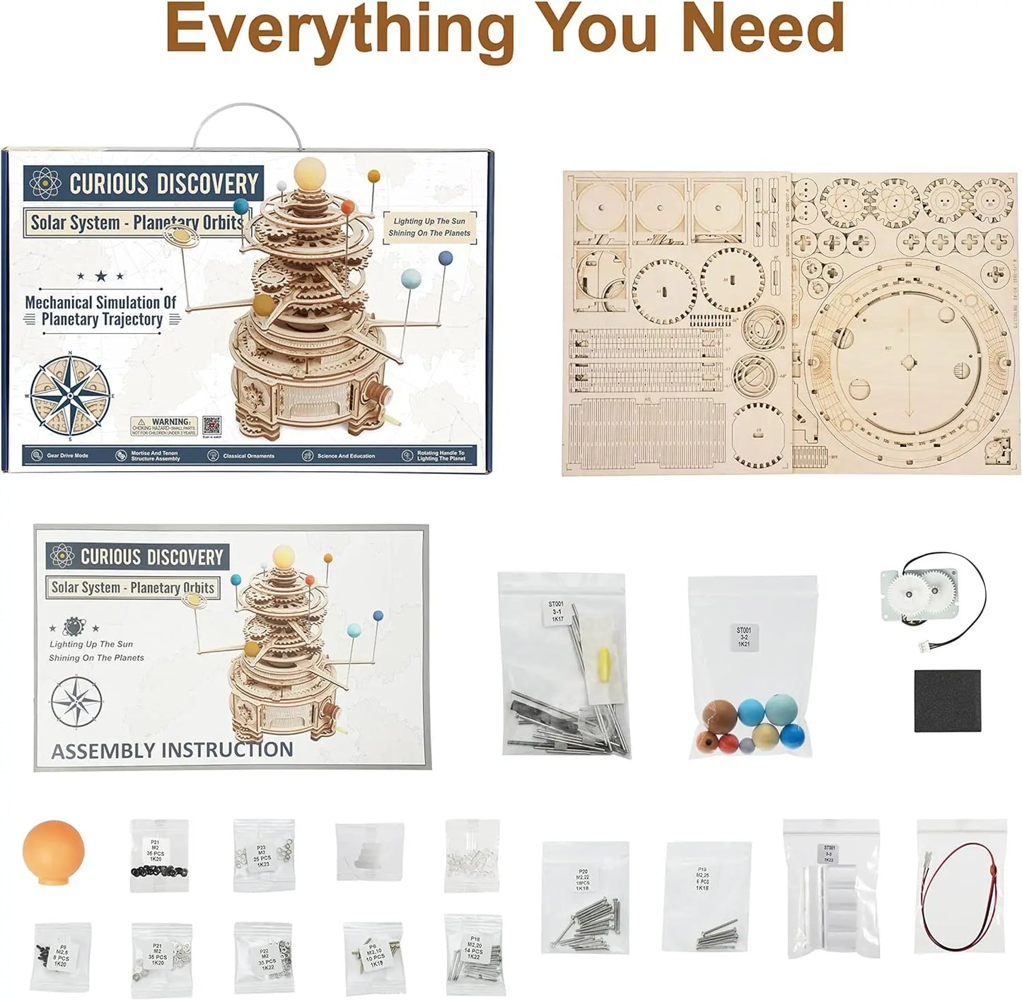 Robotime Rotatable Orrery DIY Wood Model Kit For All Ages