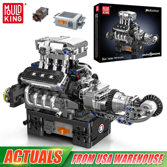 Mould King 10206 The Supercar V8 Engine Building Block Set