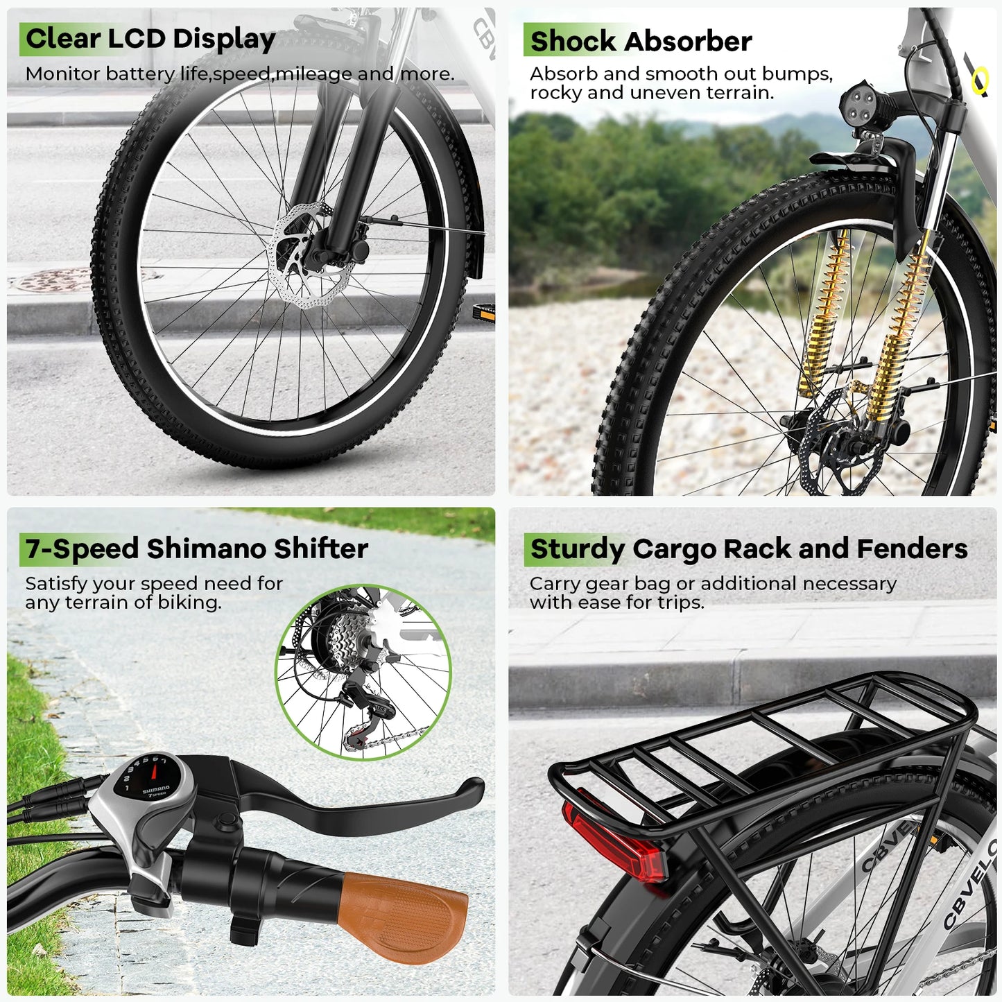 CYBERVELO EK2 Step Thru Electric Bike Removable Battery