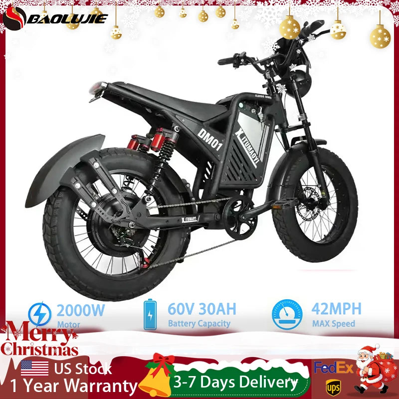 Baolujie DM01 60V 30Ah Electric Bike Long Range 42 MPH