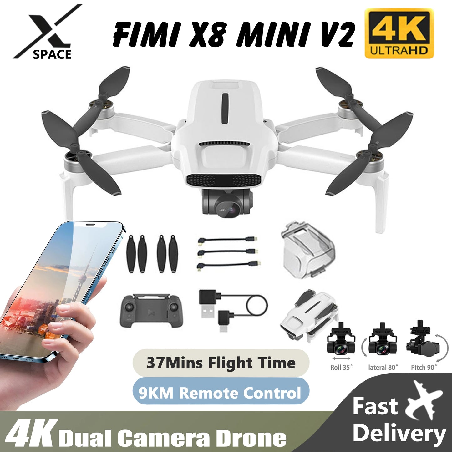 Ishowtienda Fimi X8 Mini V2 Drone 4K Camera Gimbal