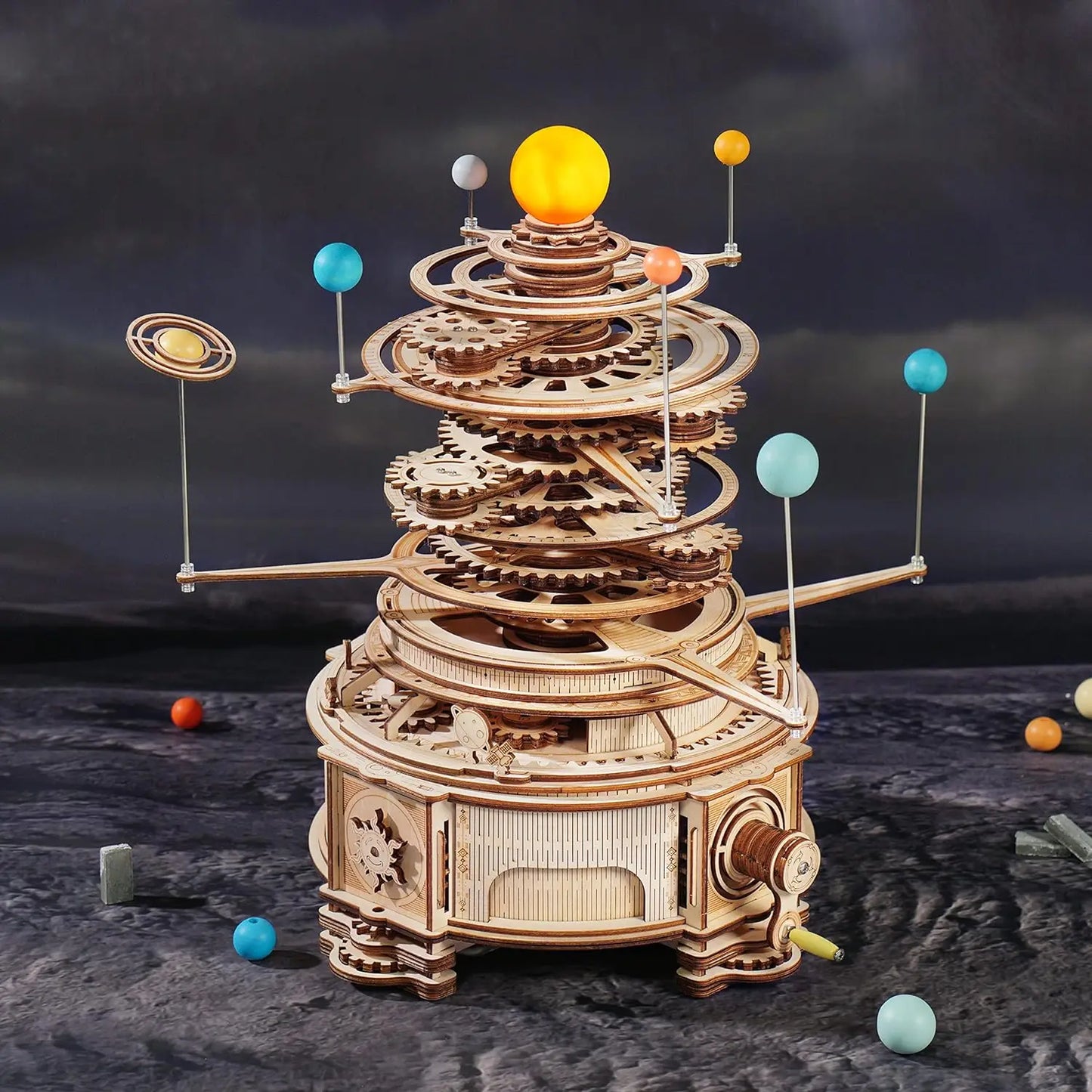 Robotime Rotatable Orrery DIY Wood Model Kit For All Ages