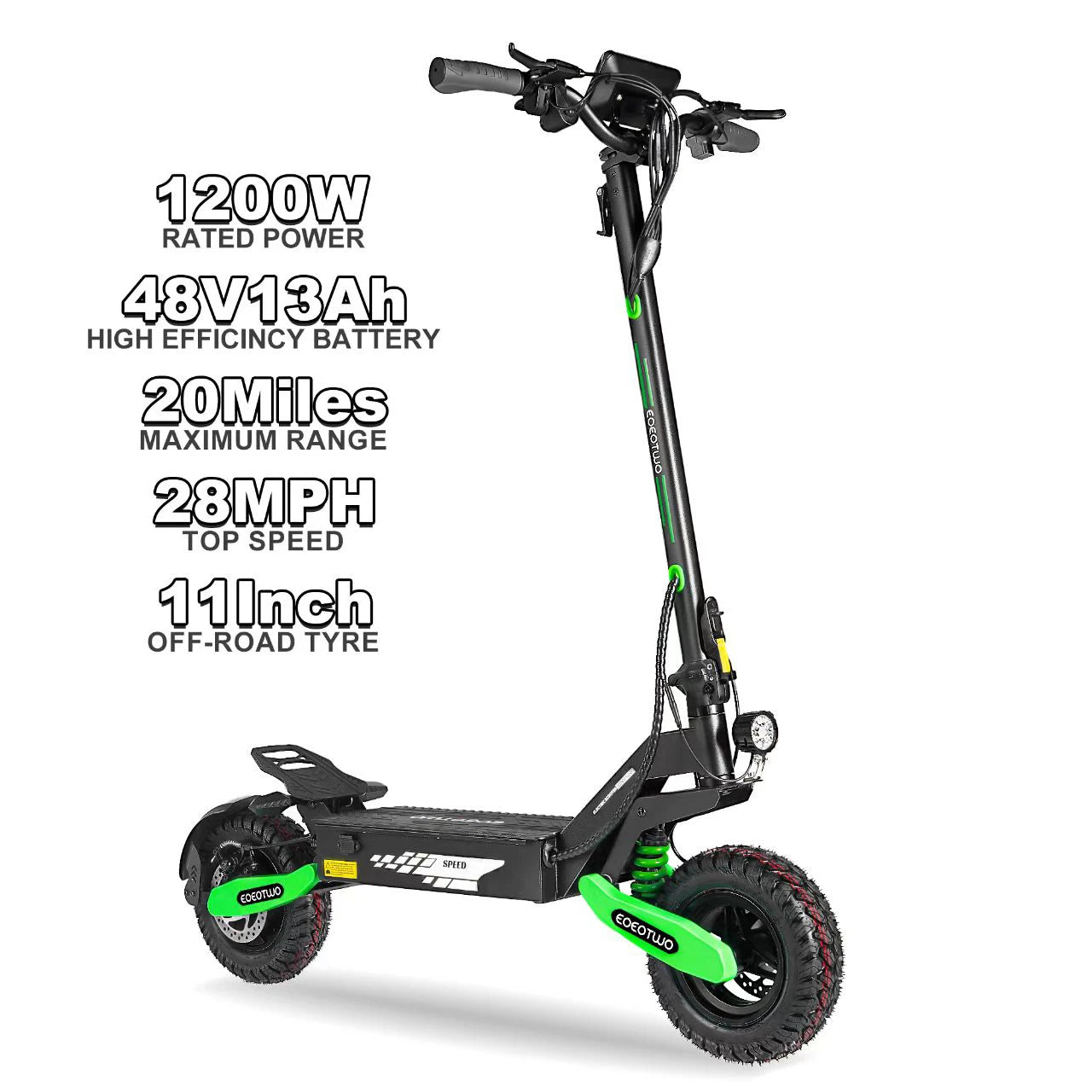 EOEOTWO 1200W Off Road Electric Scooter Adults 48V 30MPH Foldable