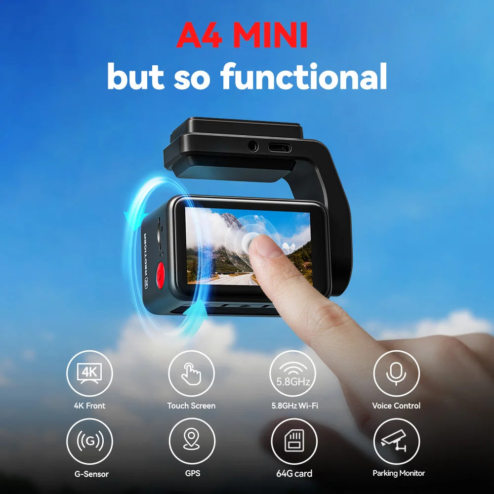 Redtiger A4 Dash Cam Front And Rear 4K GPSNavigation WiFi