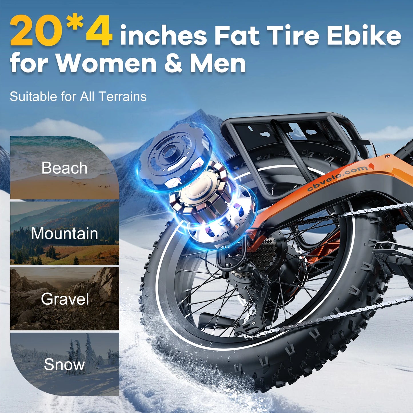 Taluscondor Folding 2000W Fat Tire Electric Bike Built In Battery