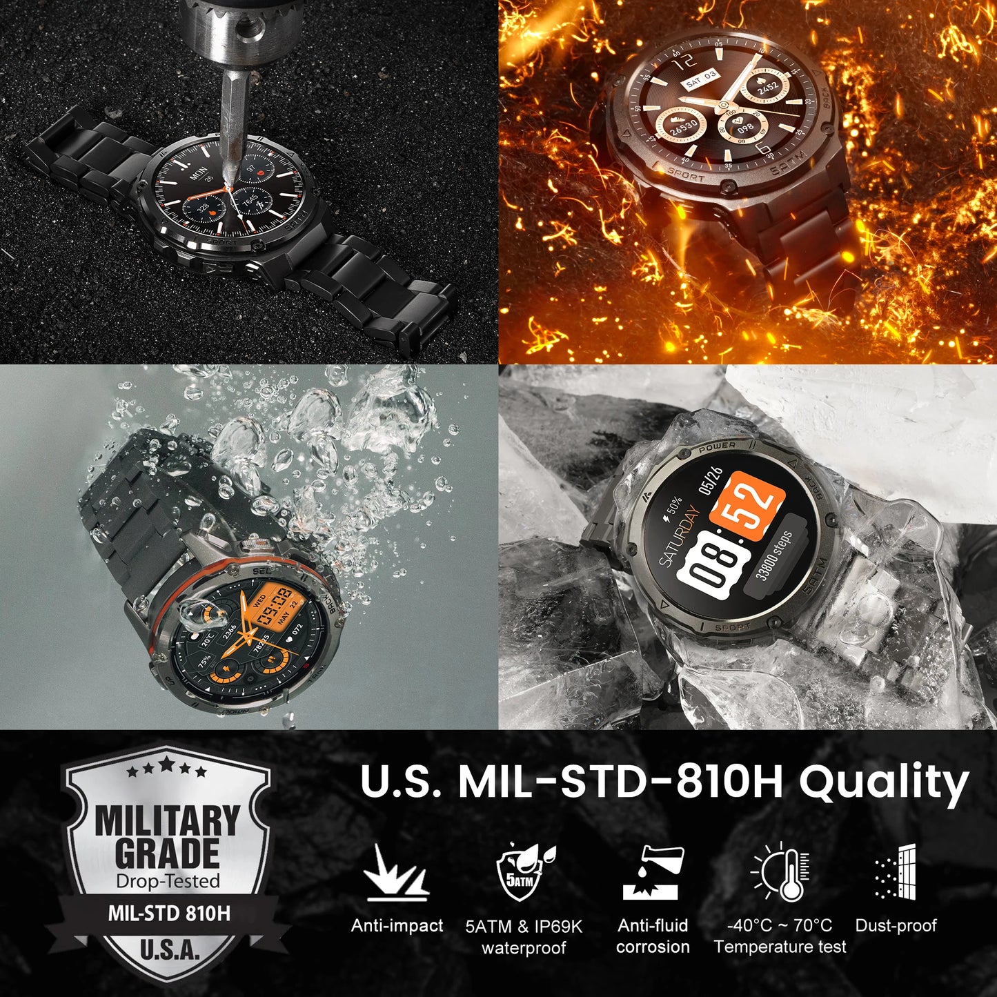 Ticwris T3E GPS Smart Watch AMOLED Compass Bluetooth Call 5ATM