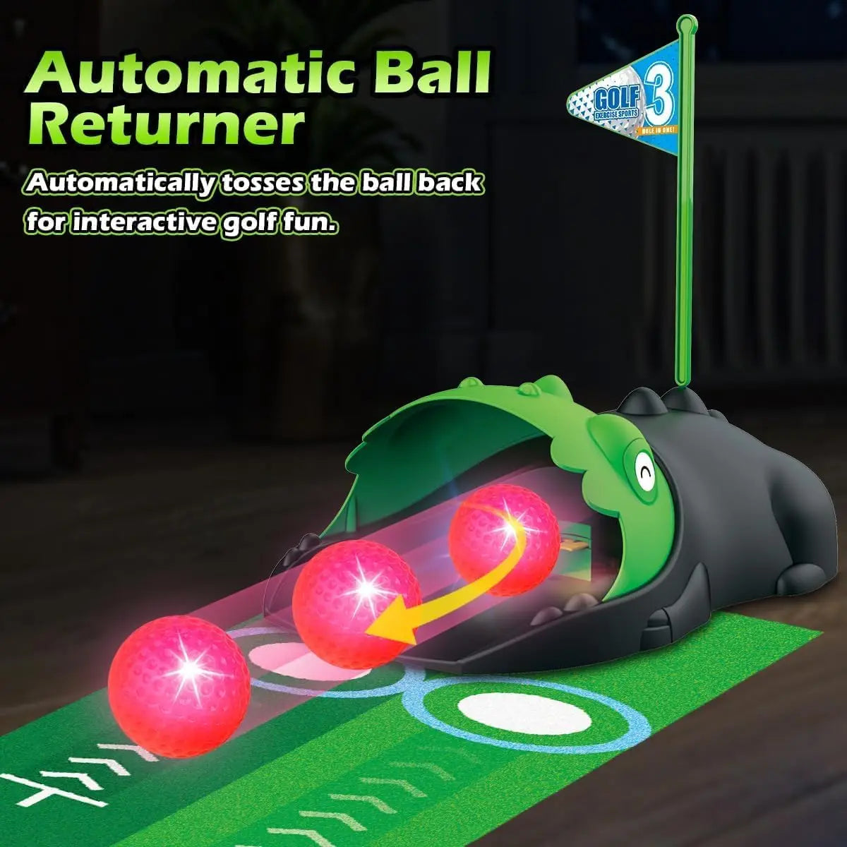 VATOS Kids Golf Set Auto Returner Night Light Golf Balls