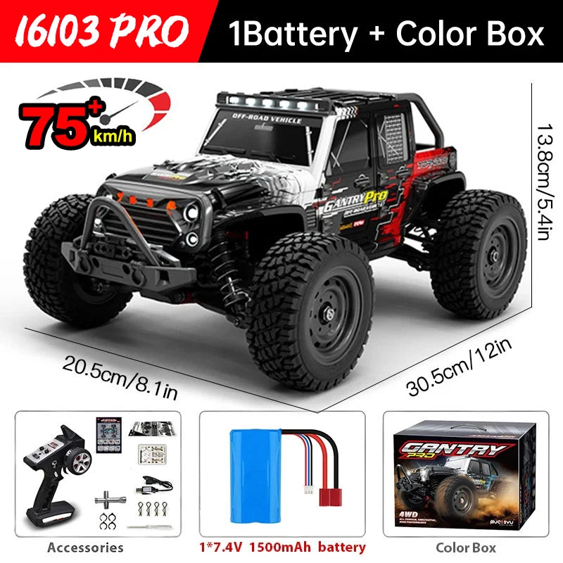 WLtoys 16101 Pro 4WD RC Vehicle With LED Lights 75KMH