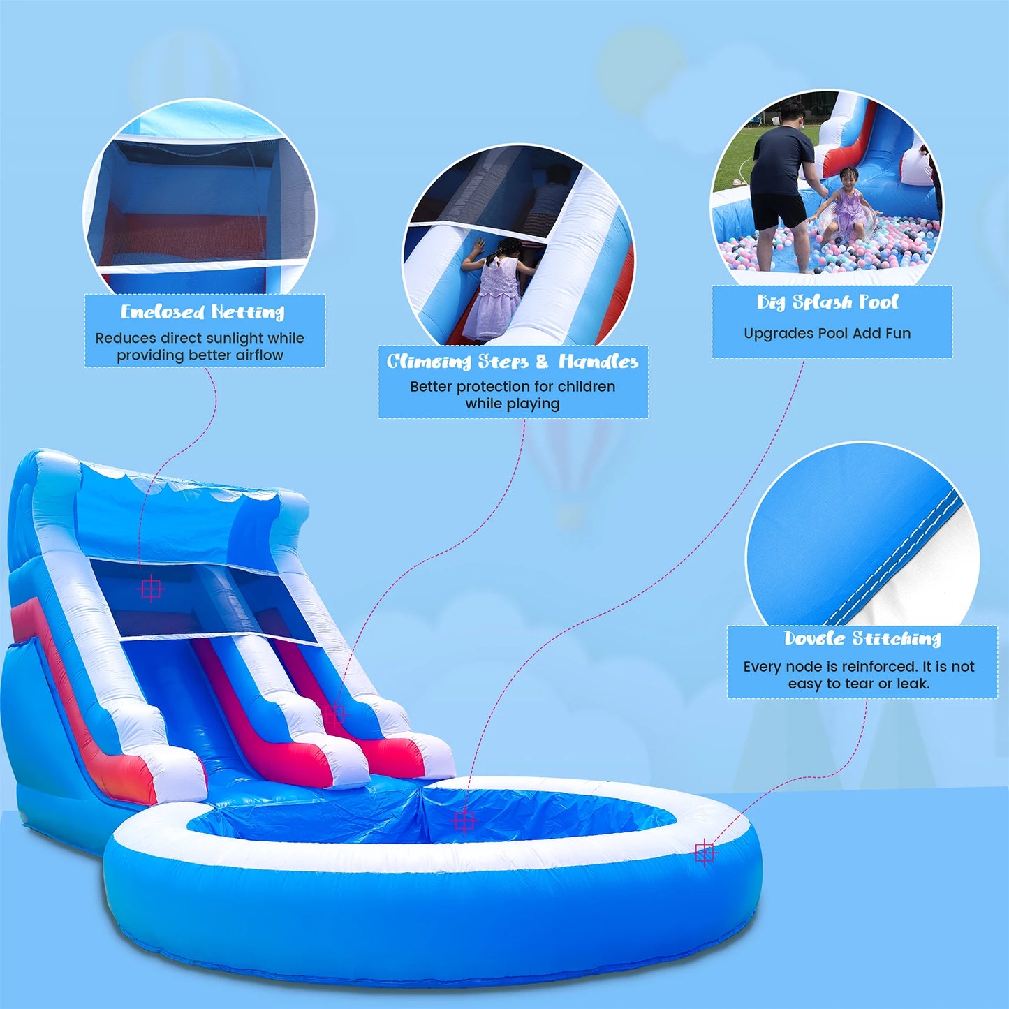 RTS Inflatable Commercial Wave Water Slide With Blower