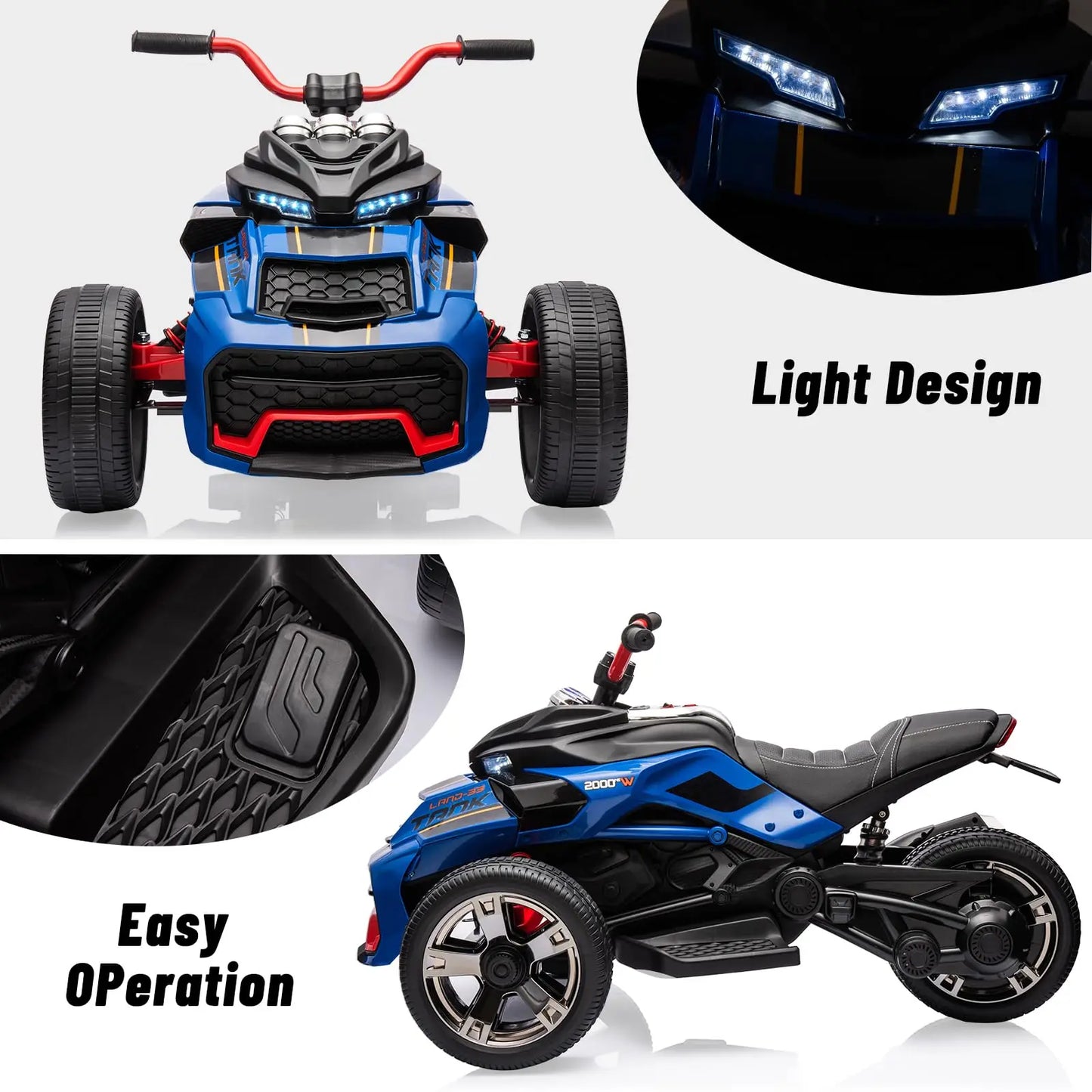 Kids 12V Ride-On Car Toy With Dual 2-Speed Motors Lights
