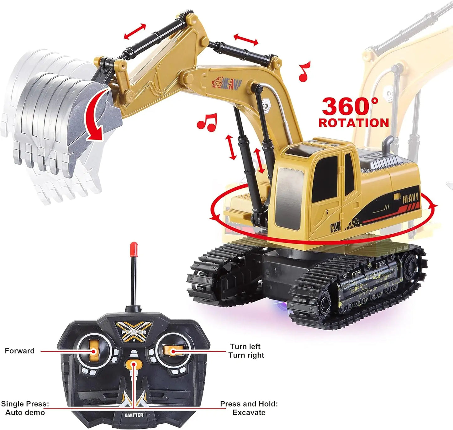 Joyfy RC Excavator and Truck Remote Control Vehicle Set