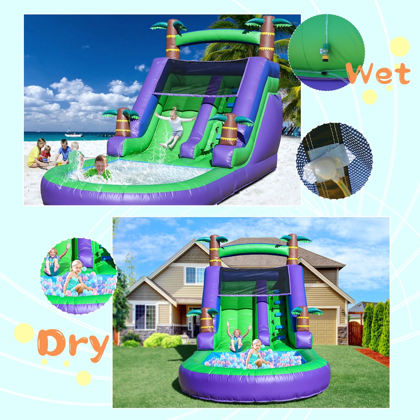 RTS Inflatable Giant Tropical Water Slide Bounce House