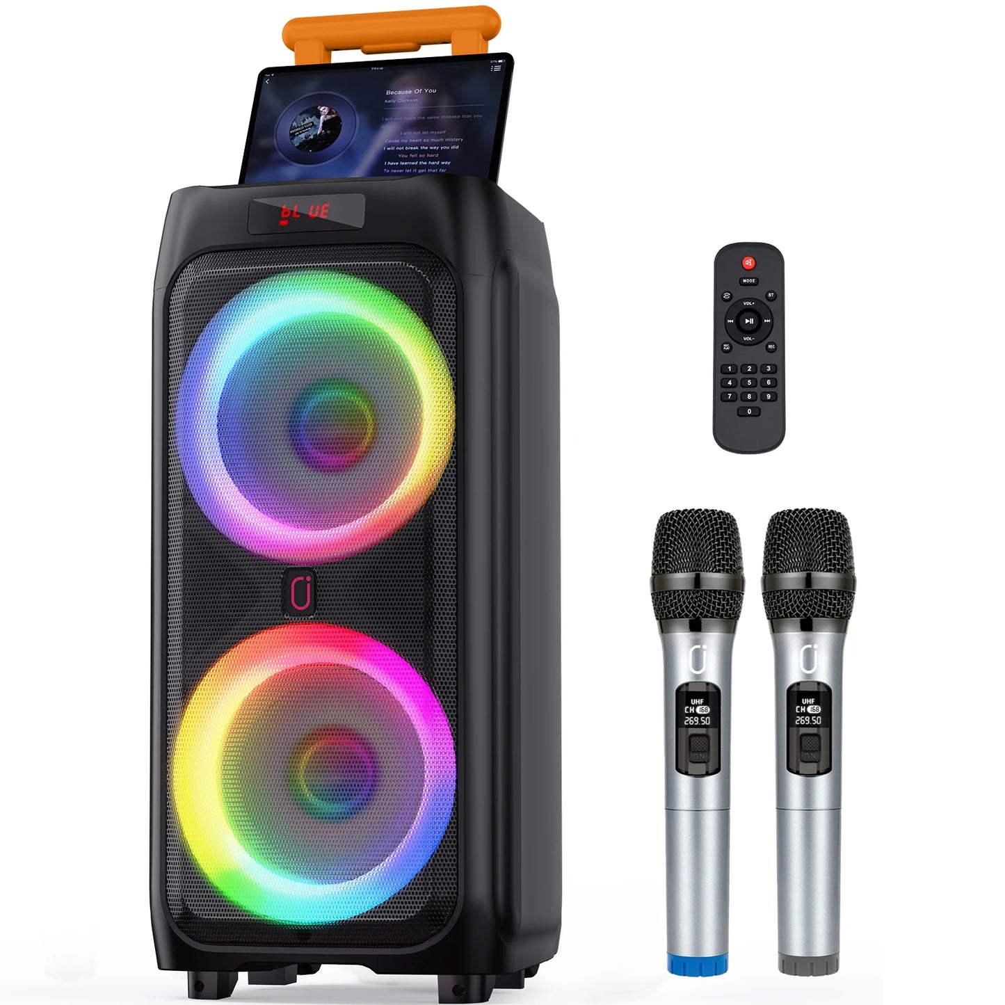 FanFun Karaoke Machine with 2 Wireless Microphones Portable Bluetooth Speaker