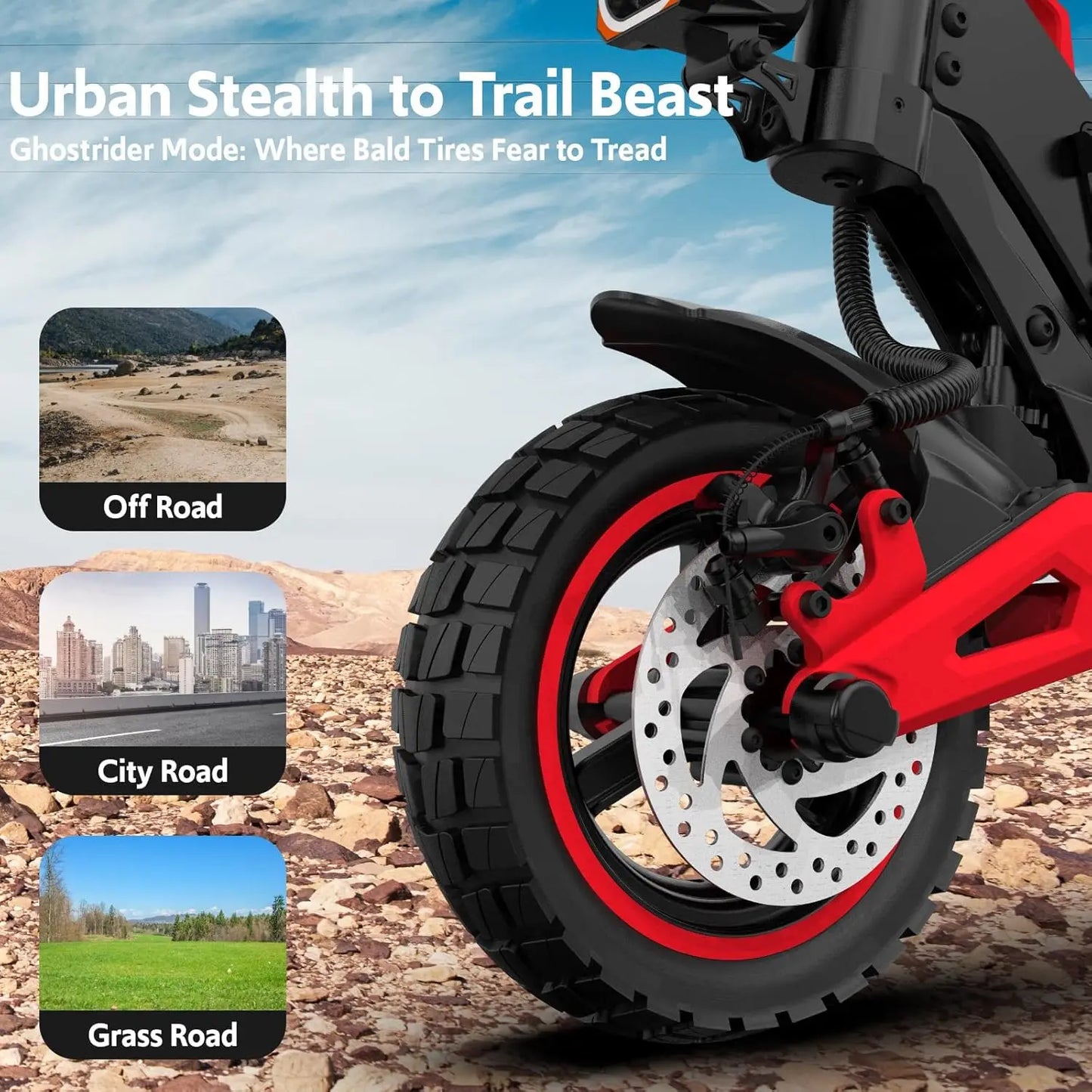 Electric Scooter 1600W 48V 18Ah Folding Off Road 32 MPH