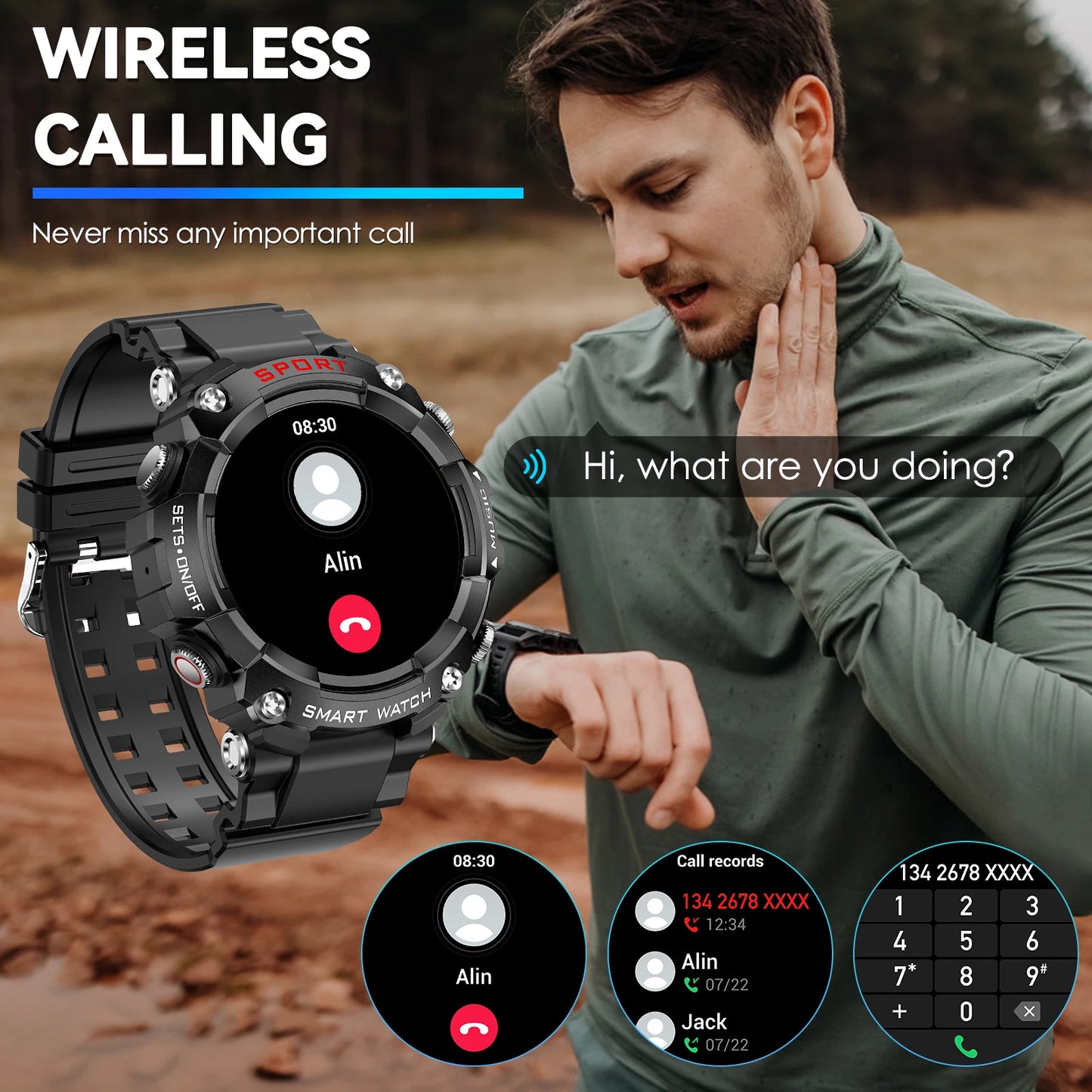 LaNikar Smart Watch With AMOLED Display SpO2 Blood Pressure Monitor