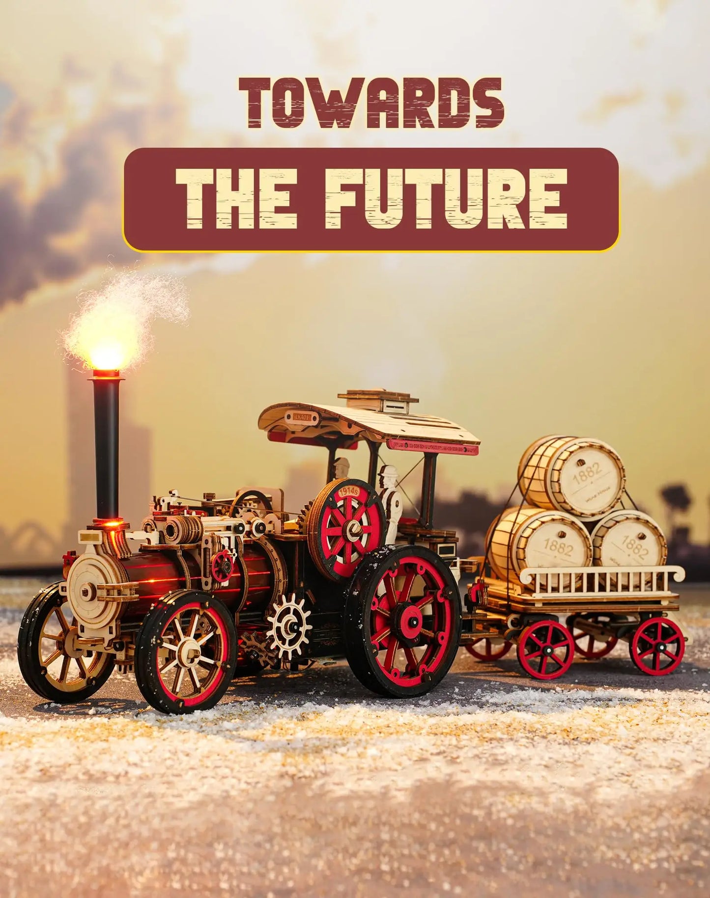 Robotime Rokr Tractor Locomotive 3D Wooden Puzzle For Adults