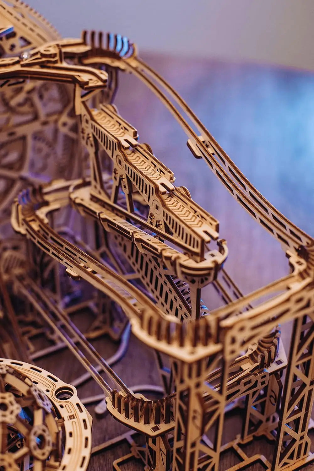 Electric Motorized Wooden Marble Run Roller Coaster 3D Puzzle For Adults