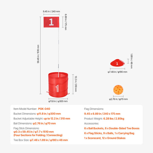 SucceBuy 3/6/9 Hole Kids Backyard Golf Game Portable Bucket Golf Course Practice Chipping Games for Family Outdoor Sports Toys
