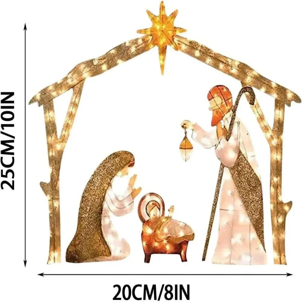 DIAMRICN Lighted Outdoor Nativity Scene Christmas Decoration With Stakes