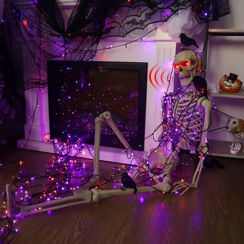 NONECN Voice Activated Glowing Skeleton With Sensors And Scary Sounds