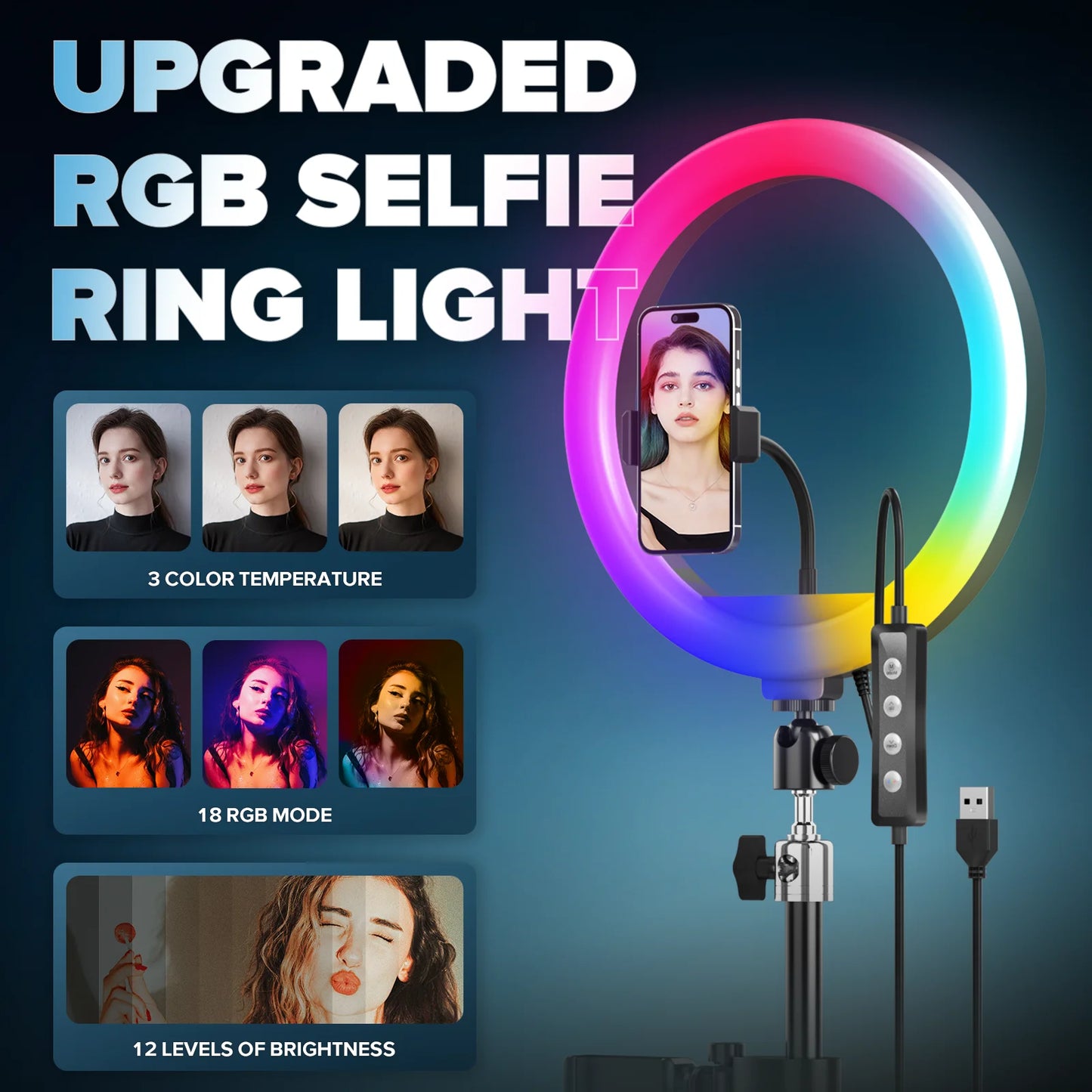 360 Photo Booth Rotating Machine With RGB Ring Light Case