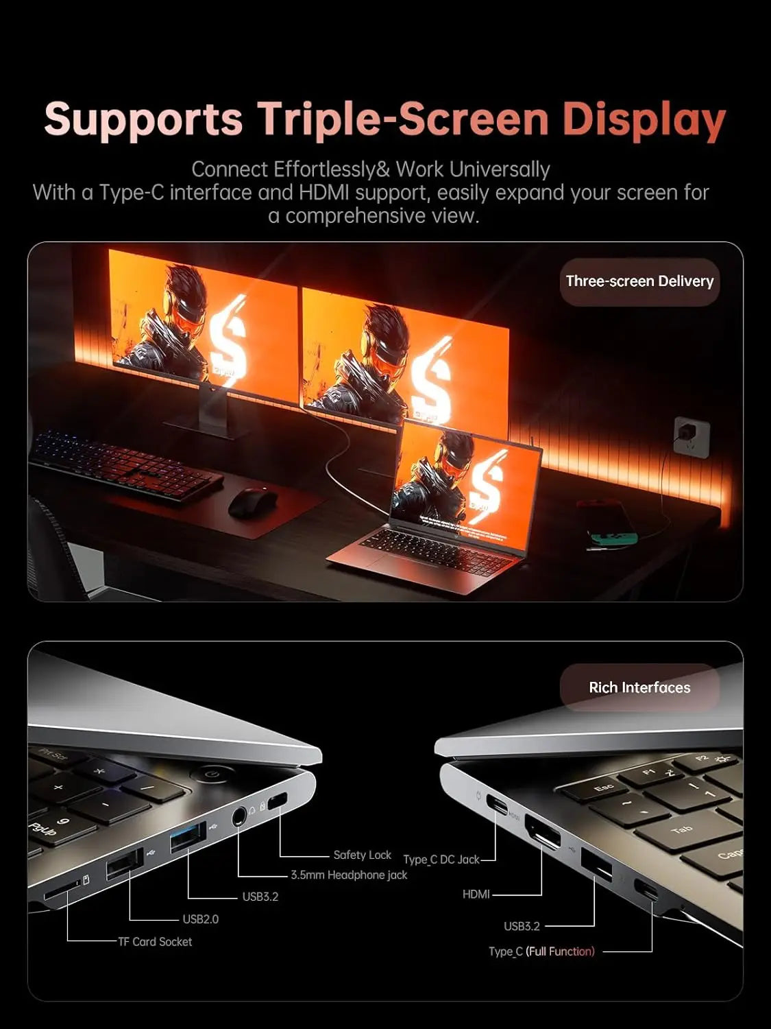 KAMRUI Gaming Laptop FHD Ryzen 9 6900HX 16GB DDR5 512GB Radeon 680M