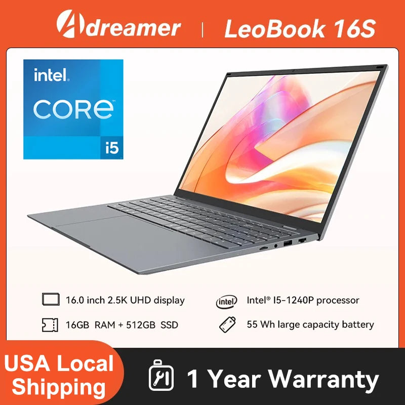 ADREAMER LeoBook 16SA Laptop Intel I5 1240P 1TB SSD