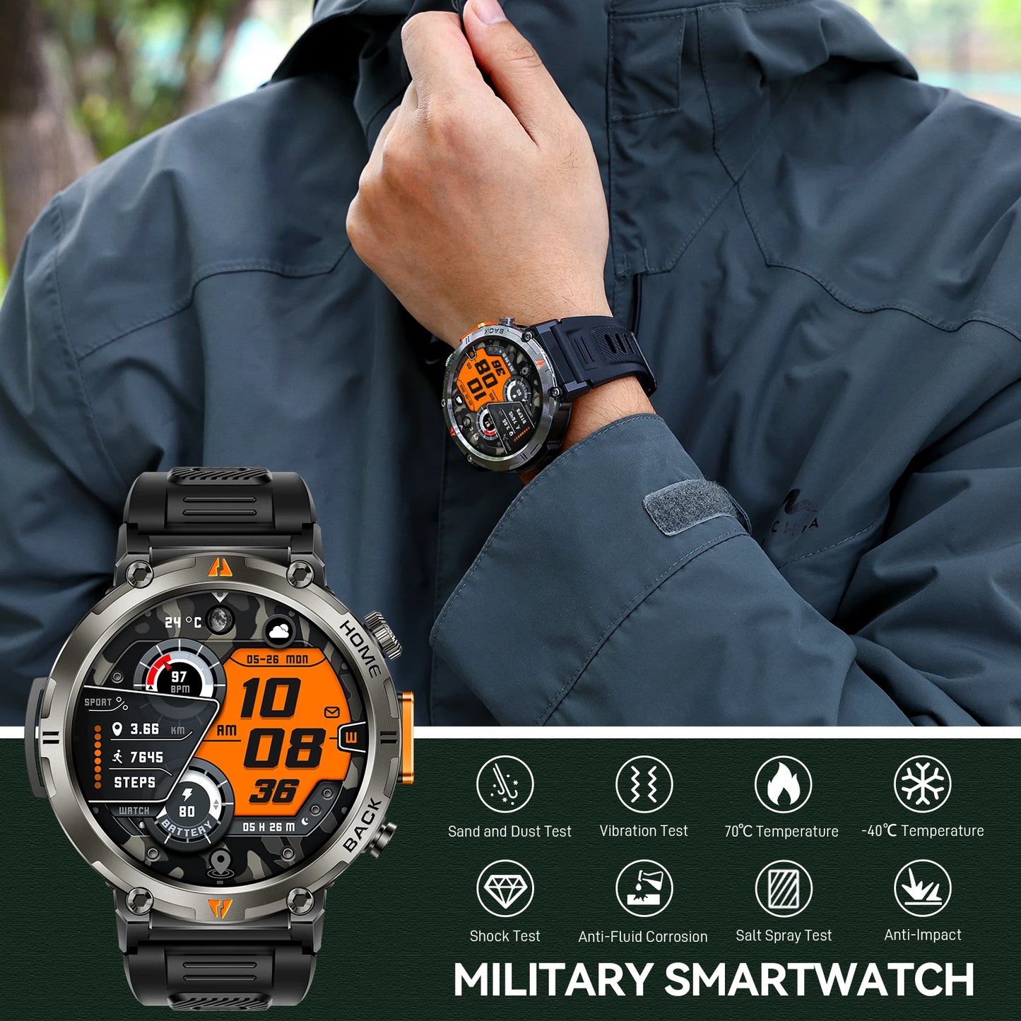 EIGIIS Bluetooth Call Smartwatch For Men With Heart Rate Monitor