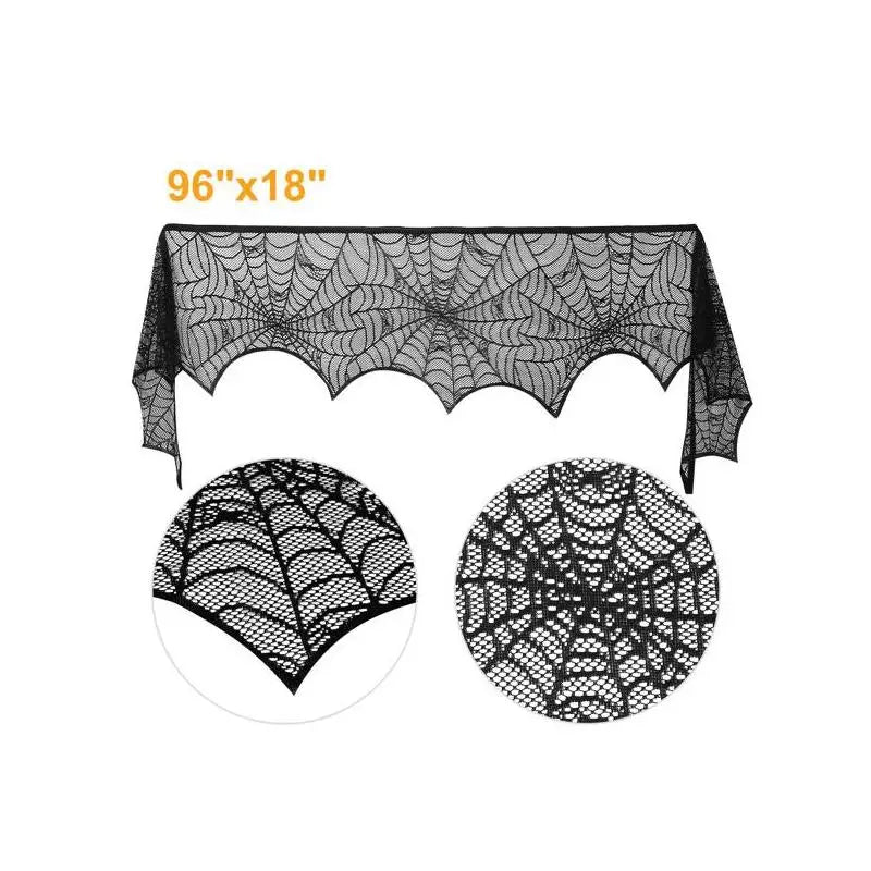 NONECN Halloween Mantle Scarf Spider Web Bat Design For Fireplace