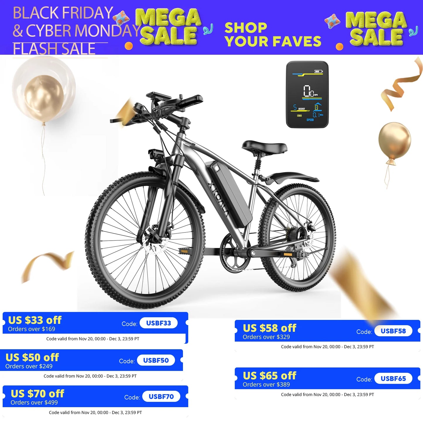 X-koala Electric Bike 1000W Peak Motor 25MPH 40 Mile Range