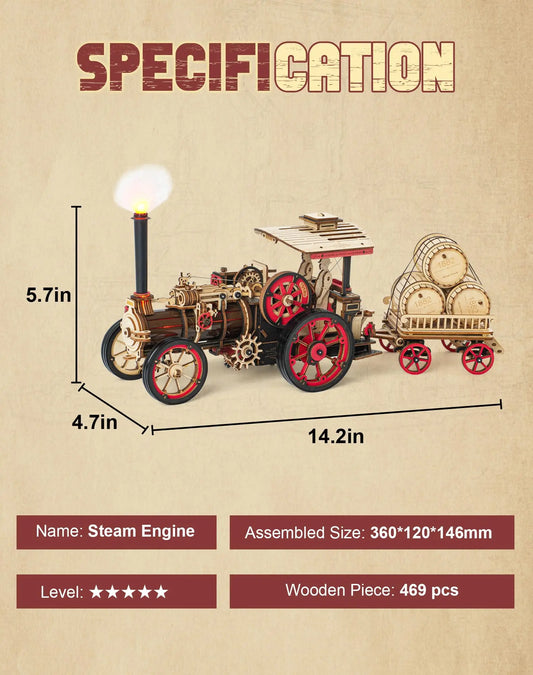 Robotime Rokr Tractor Locomotive 3D Wooden Puzzle For Adults